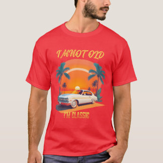Classic Car Paradise Sunset Palmrees and Vintag fr T-Shirt