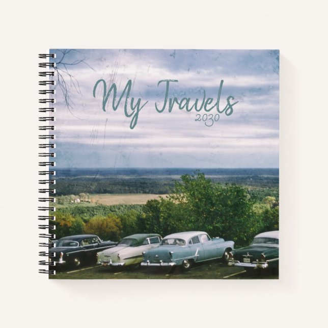 Classic Cars Britische Landschaft Notizbuch (Vorderseite)