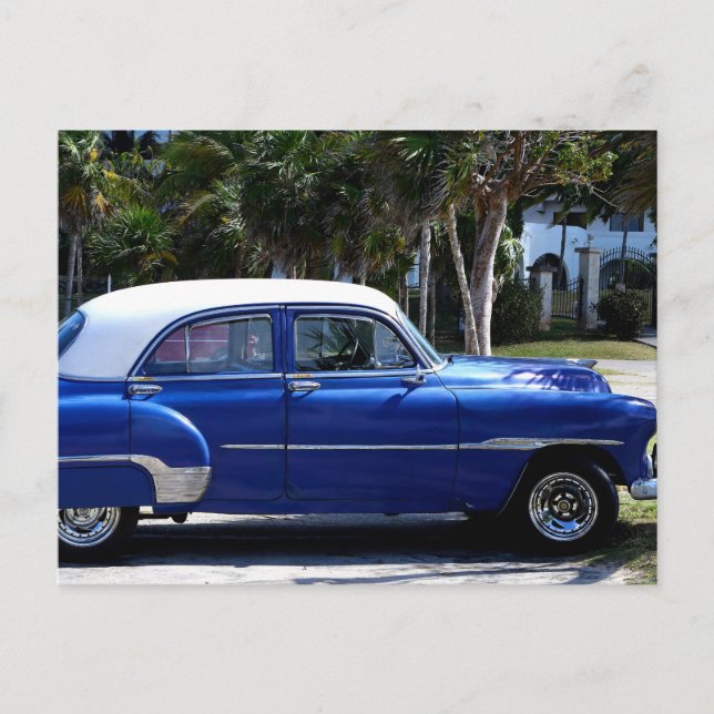 Classic Cars of Cuba Marine Blue Taxi Postkarte (Vorderseite)