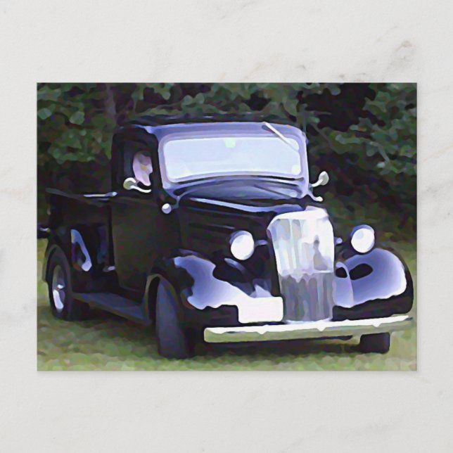 Classic Cars - Vintager Black Lieferwagen Truck Postkarte (Vorderseite)