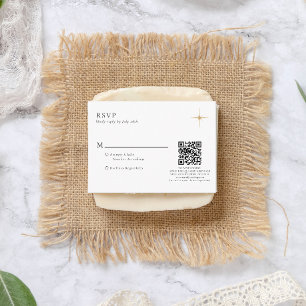 Classic Celestial Gold Star Wedding QR Code Begleitkarte