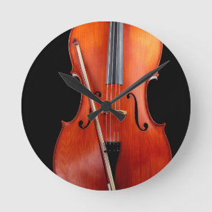 Classic cello on black runde wanduhr