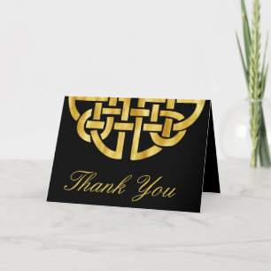 Classic Celtic Knot Black & Gold Handfasting Dankeskarte