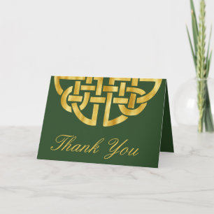 Classic Celtic Knot Green & Gold Handfasting Dankeskarte