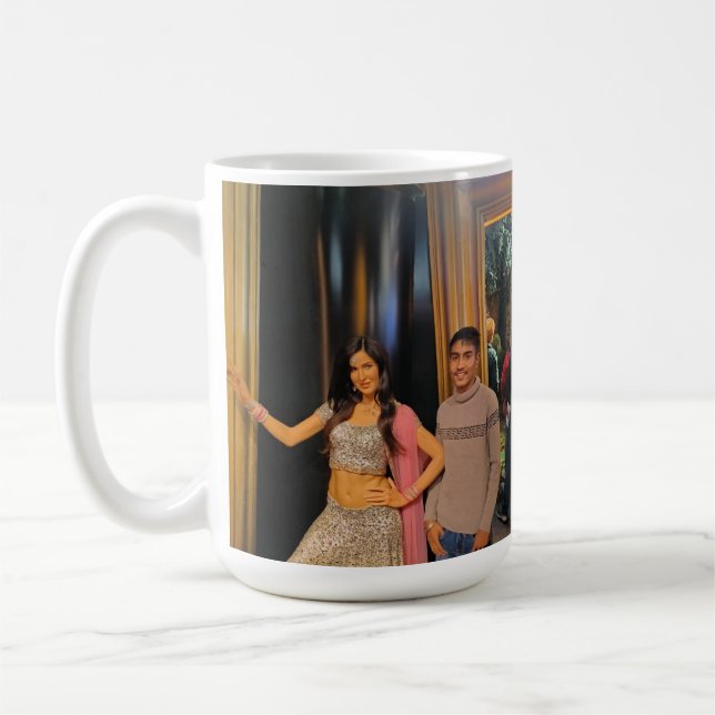 Classic Ceramic Coffee Mug" "Customizable Photo Mu Kaffeetasse (Links)