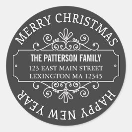 Classic Chalkboard Frohe Weihnachtsmarke Runder Aufkleber