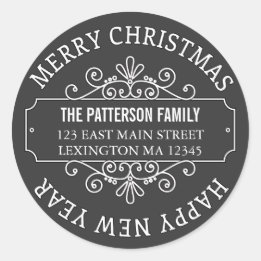 Classic Chalkboard Frohe Weihnachtsmarke Runder Aufkleber