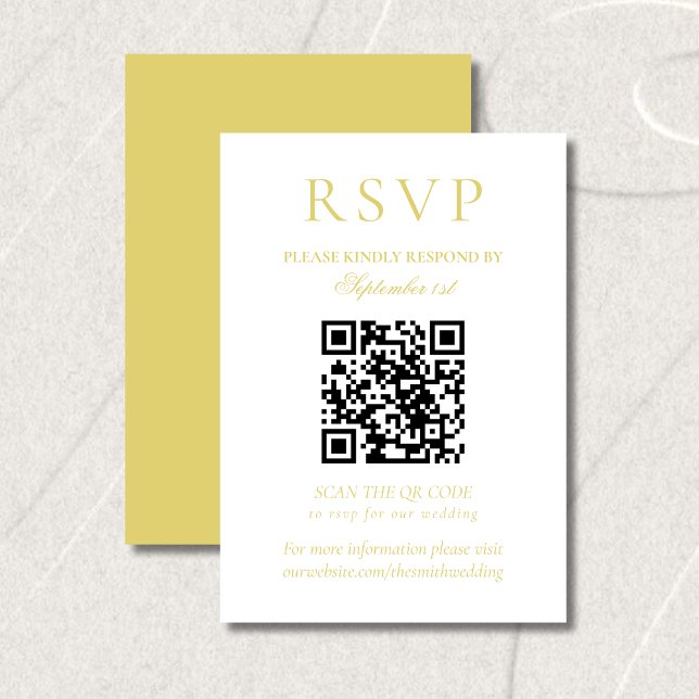 Classic Chartreuse Minimalist Wedding QR Code RSVP Karte (Classic Chartreuse Minimalist Wedding QR Code RSVP Card)