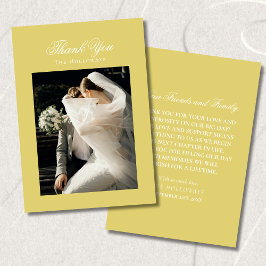Classic Chartreuse Wedding Photo Thank You Card Dankeskarte