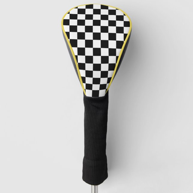 Classic Checkered Racing Sport Karo Schwarz-weiß Golf Headcover (Vorderseite)