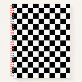 Classic Checkered Racing Sport Karo Schwarz-weiß Notizbuch