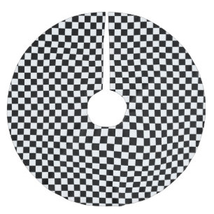Classic Checkered Racing Sport Karo Schwarz-weiß Polyester Weihnachtsbaumdecke