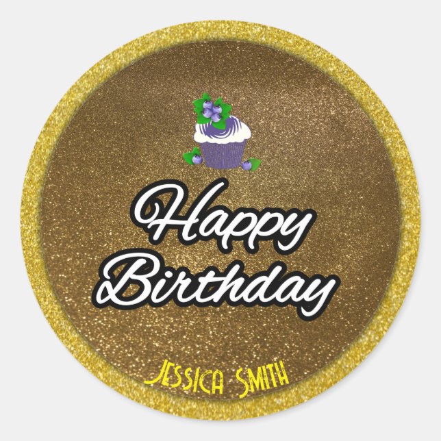 Classic Cheer: Happy Birthday Round Sticker (Vorderseite)