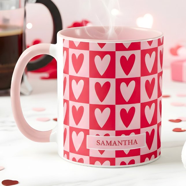 Classic Cherry Red Hearts Valentine’s Gift Tasse (Von Creator hochgeladen)