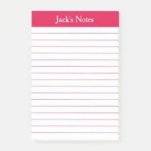 Classic Cherry Red Lined Personalisiert Post-it Klebezettel
