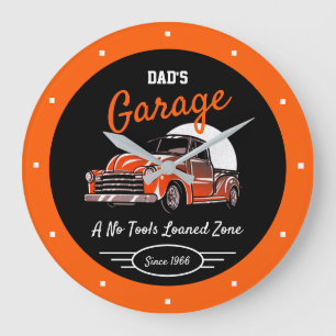 Classic Chevy Truck Garage Vater, beliebiger Name  Große Wanduhr
