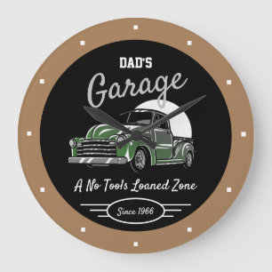 Classic Chevy Truck Garage Vater irgendein Name Br Große Wanduhr