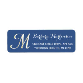 Classic Chic Blue White Custom Monogram Address