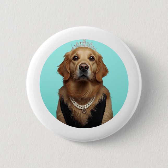 Classic Chic Breakfast Poster Golden Retriever Button (Vorderseite)