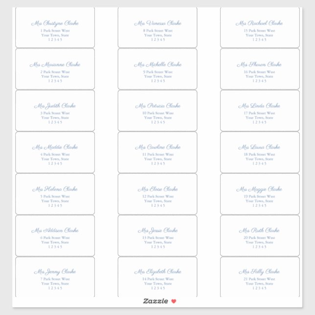 Classic Chic Dark Blue Text Guest Address Labels (Blatt)