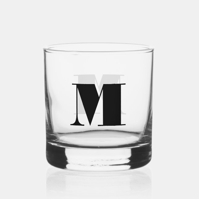 Classic Chic Elegant Monogram Whiskyglas (Vorderseite)