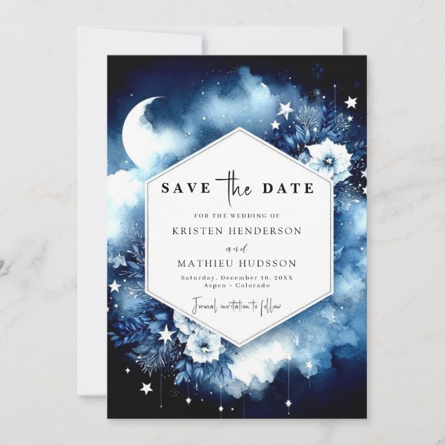 Classic Chic Moonlit Wedding Save The Date (Vorderseite)