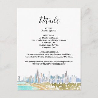 Classic Chicago Skyline Watercolor Details Card Einladung