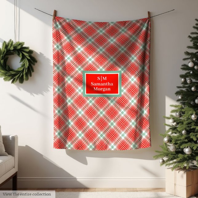 Classic Christmas Blanket Chic Monogram Style Fleecedecke (Classic Christmas Blanket Chic Monogram Style)