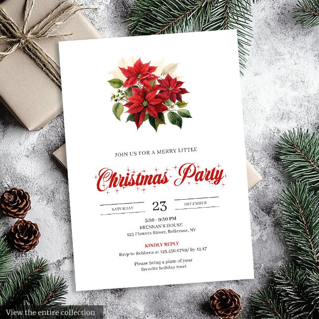 Classic Christmas Bouquet Floral Watercolor Invite Einladung (Classic Christmas Bouquet Floral Watercolor Invitation)