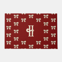 Classic Christmas Bows Red Monogram