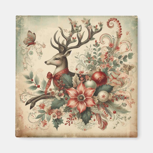 Classic Christmas Deer Magnet (Vorne)