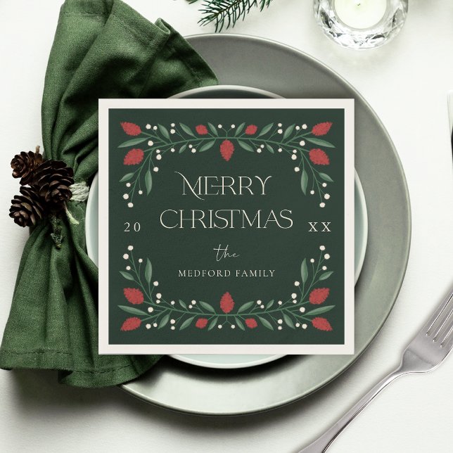 Classic Christmas Florals Personalisiert Napkins Serviette (Von Creator hochgeladen)