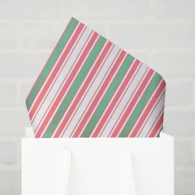 Classic Christmas Green Red Stripes  Seidenpapier (Geschenktüte)