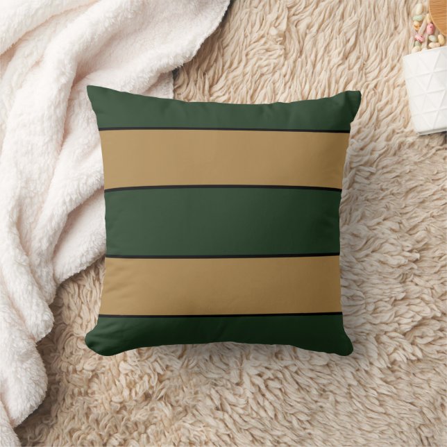 Classic Christmas Green und Gold Streifen Kissen (Decke)