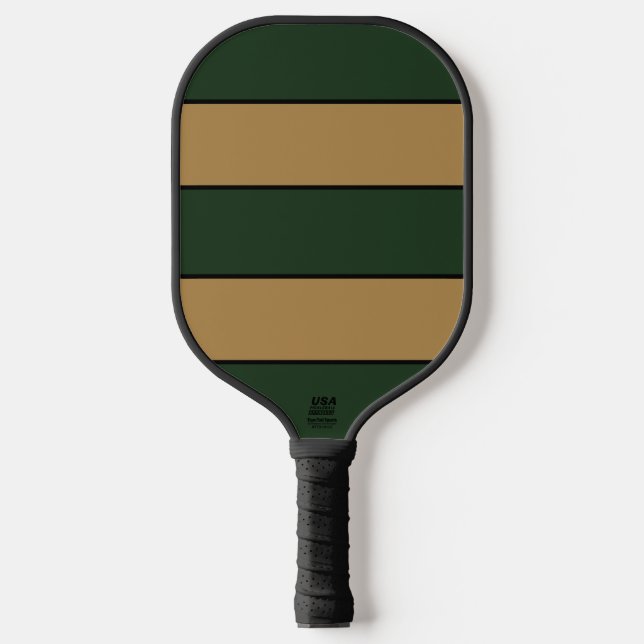 Classic Christmas Green und Gold Streifen Pickleball Schläger (Vorderseite)