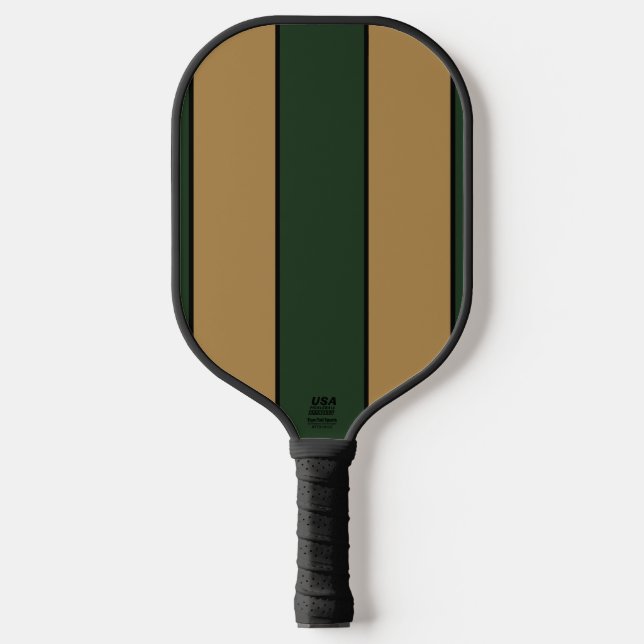 Classic Christmas Green und Gold Streifen Pickleball Schläger (Vorderseite)