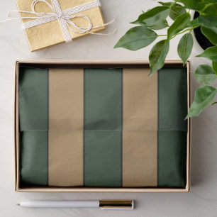 Classic Christmas Green und Gold Streifen Seidenpapier