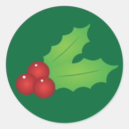 Classic Christmas Holly Runder Aufkleber