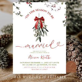 Classic Christmas Mistletoe Bridal Shower Einladung