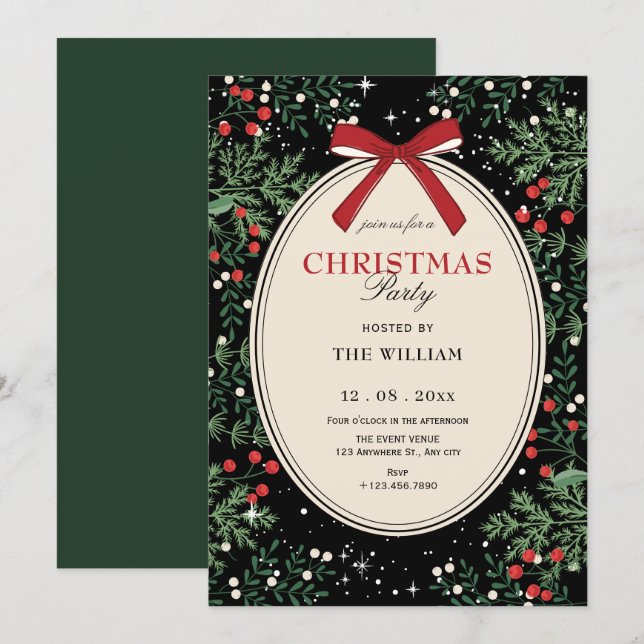 Classic christmas party  einladung (Vorne/Hinten)