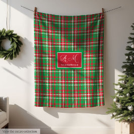Classic Christmas Plaid Blanket Monogram Holiday Fleecedecke