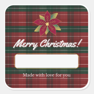Classic Christmas Plaid Label Sticker