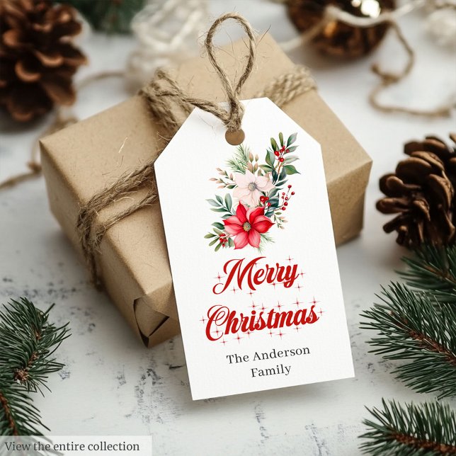 Classic Christmas Poinsettia Botanical Gift Tag Geschenkanhänger (Classic Christmas Poinsettia Botanical Gift Tag

)