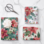 Classic Christmas Poinsettia Geschenkpapier Set<br><div class="desc">Keine Blume bedeutet Weihnachten mehr als die schöne Poinsettia, sie sind beliebt in allen Farben, aber vielleicht meistens in ihren prächtigen Rot und Weiß, wie in dieser Kollektion von klassischen Packpapier-Blätter. Jedes der drei Blätter ist etwas anders, inklusive heller und dunkler Hintergrundfarbe. Eine ist mit roten, eine andere mit weißen...</div>