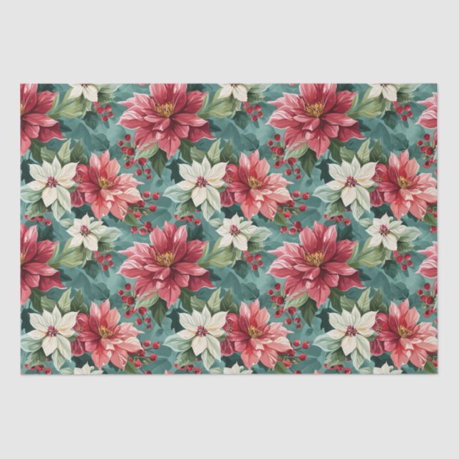 Classic Christmas Poinsettia Seidenpapier (Vorderseite)