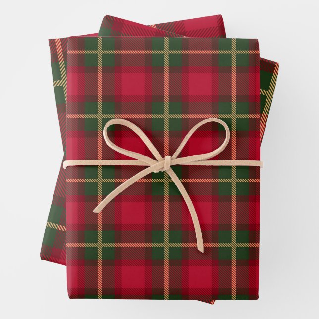 Classic Christmas Red Green Kariert Tartan Festiva Geschenkpapier Set (Beispiel)