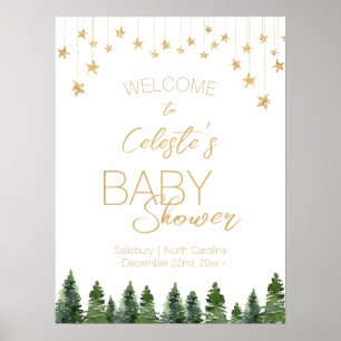 Classic Christmas White Baby Shower Willkommenspen Poster
