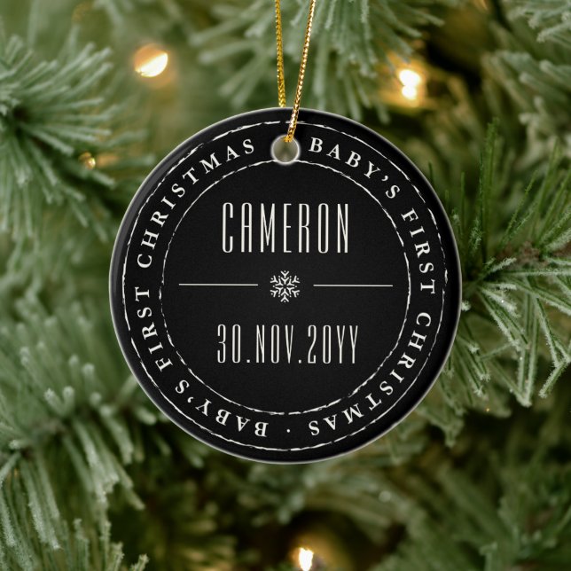 Classic Circle Siegel Baby's First Christmas Keramik Ornament (Baum)