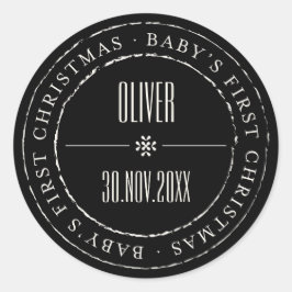 Classic Circle Siegel Baby's First Christmas Runder Aufkleber