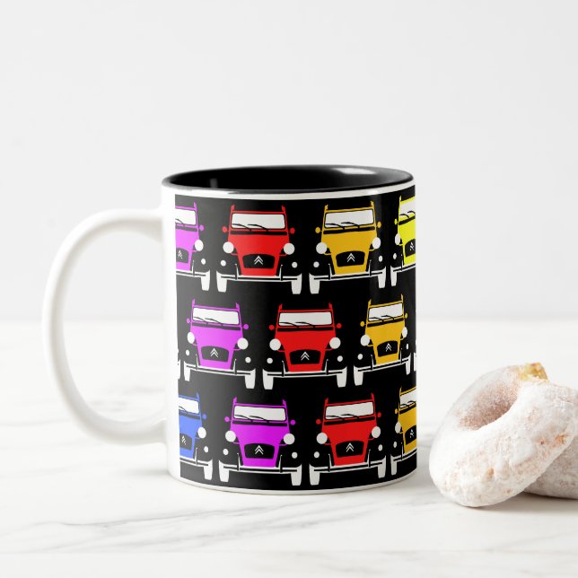 Classic Citroen 2CV Deux Chevaux Rainbow Zweifarbige Tasse (Mit Donut)